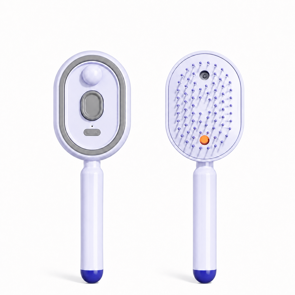 MiniMist™ Spazzola a vapore 3-in-1 – Nebbia, Massaggio e Luce Rossa in uno